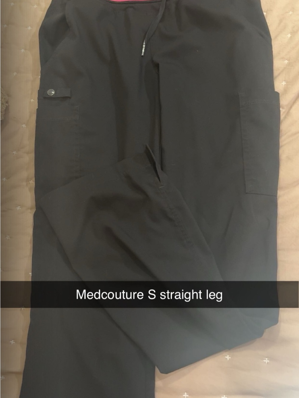 Med Couture Black Straight-Leg Cargo Scrub Pants